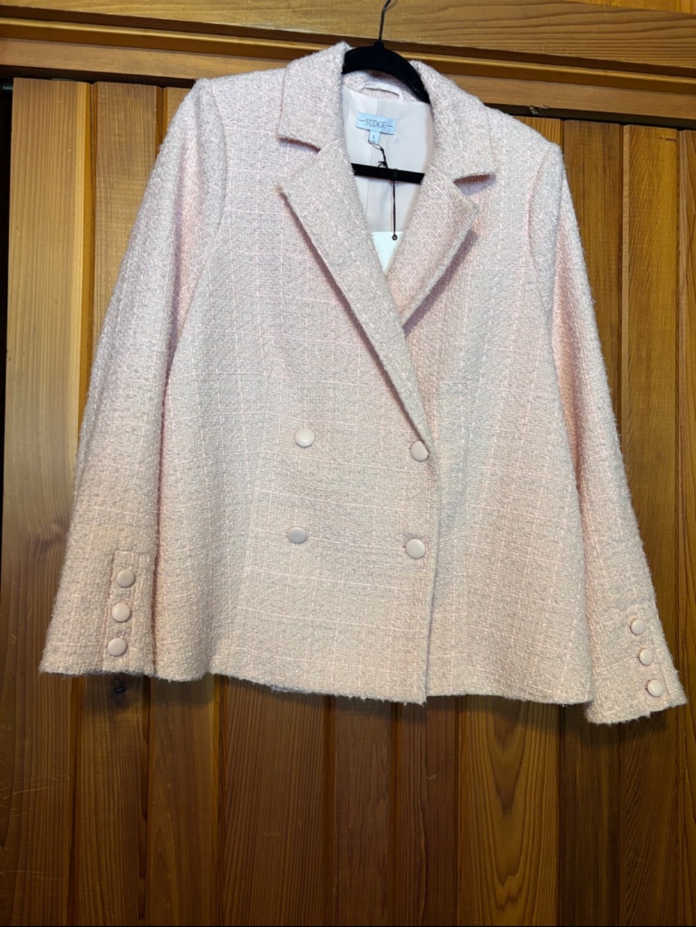 S’edge pink tweed blazer. NWT size L